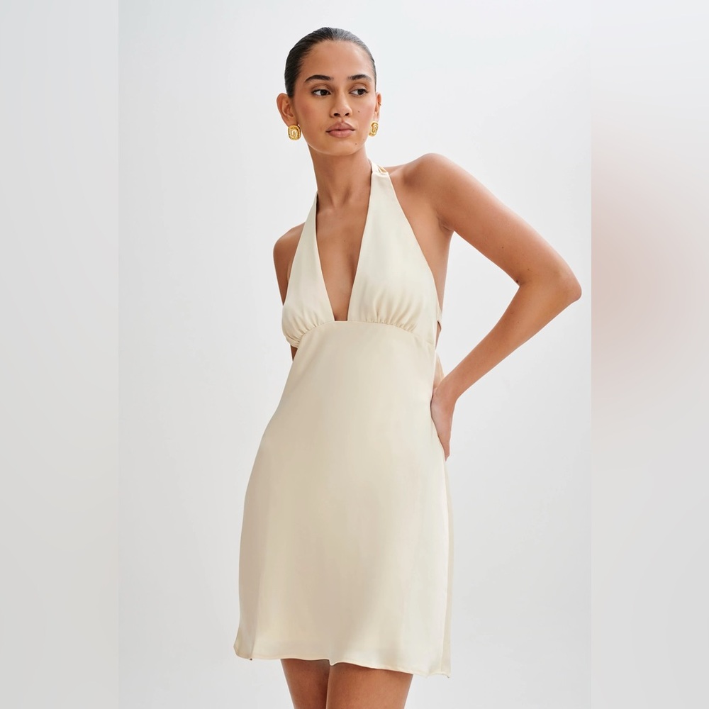 NWT - Meshki Aimee Halter Mini Dress in Buttercream